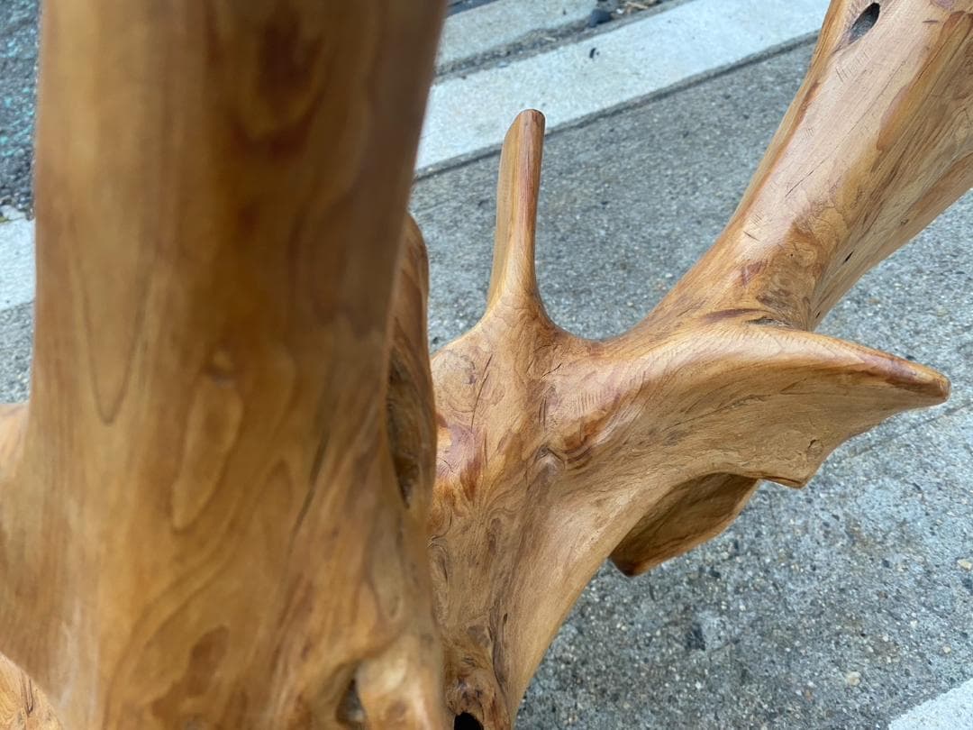 A337◆自然木 天然木 木台 花台 飾台 置物 流木アート 玉杢 光沢