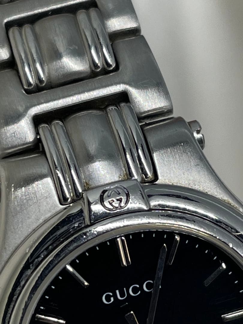 GUCCI 9040L ラウンドデイト Qz ブラック 電池交換済み