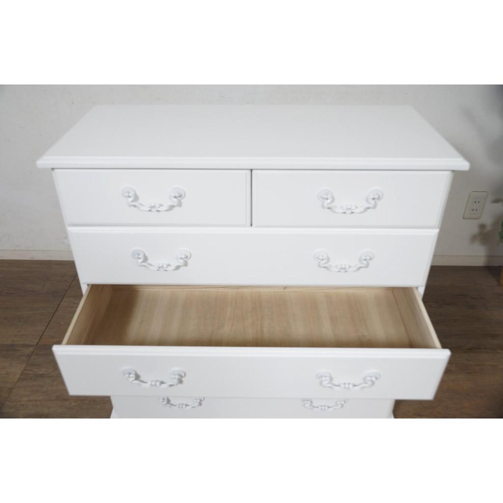 わすれなぐさ　白家具　ヨーロピアン調　チェスト　5段7杯　幅80ｃｍ