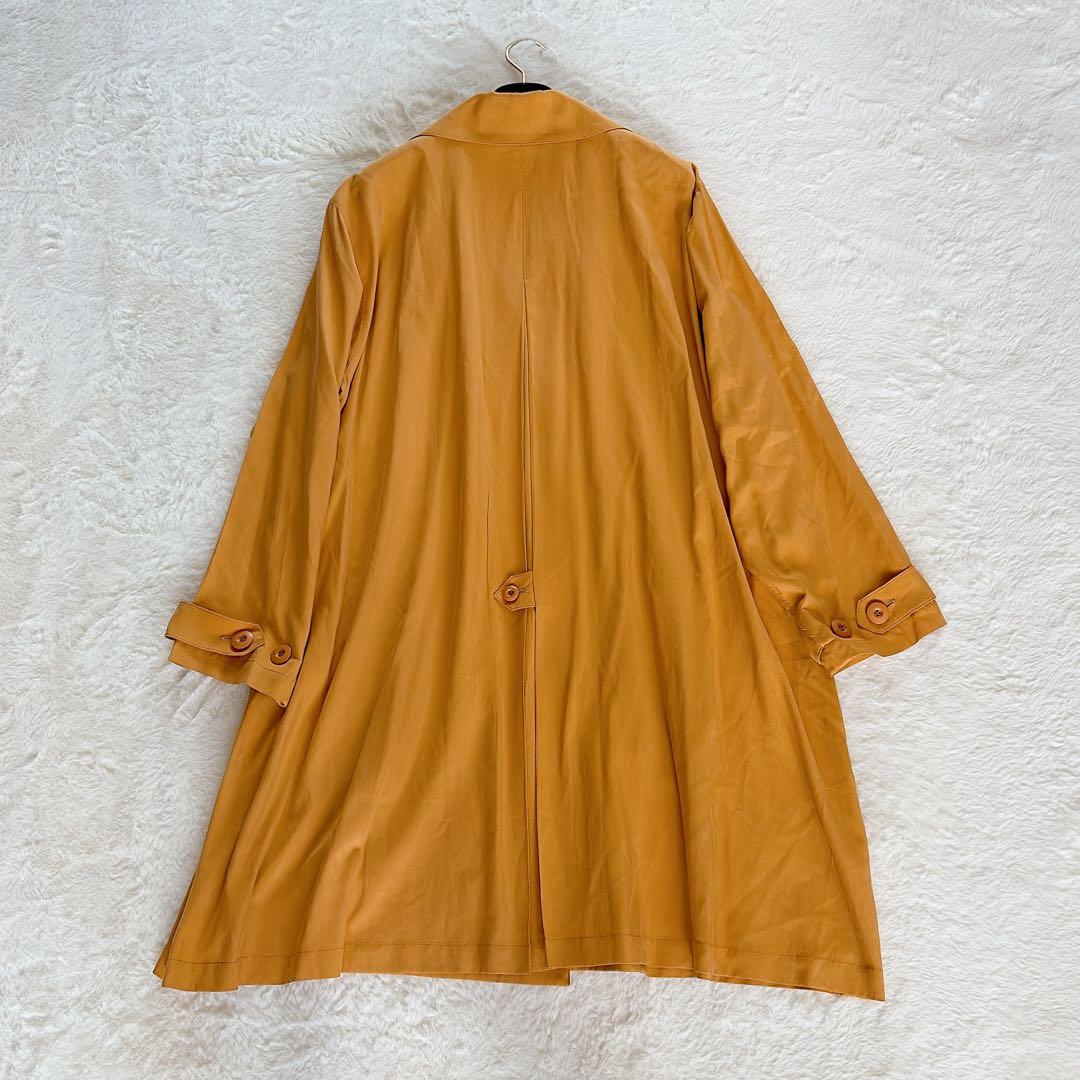 極美品✨【ディオール】シルク100%ダブルトレンチコート マスタードイエロー M