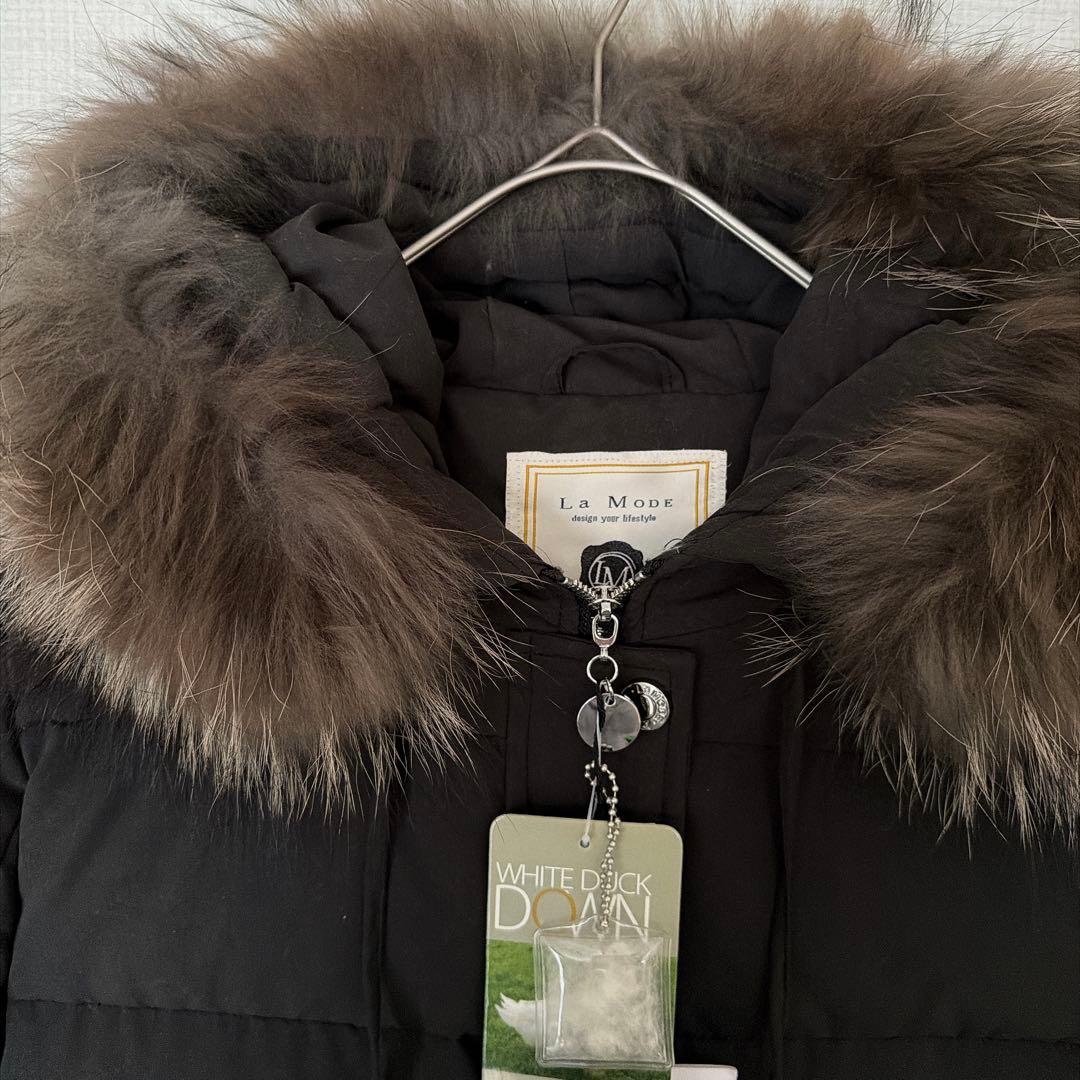 La Mode ダウンジャケット ラクーンファー フェザー 細見え 40