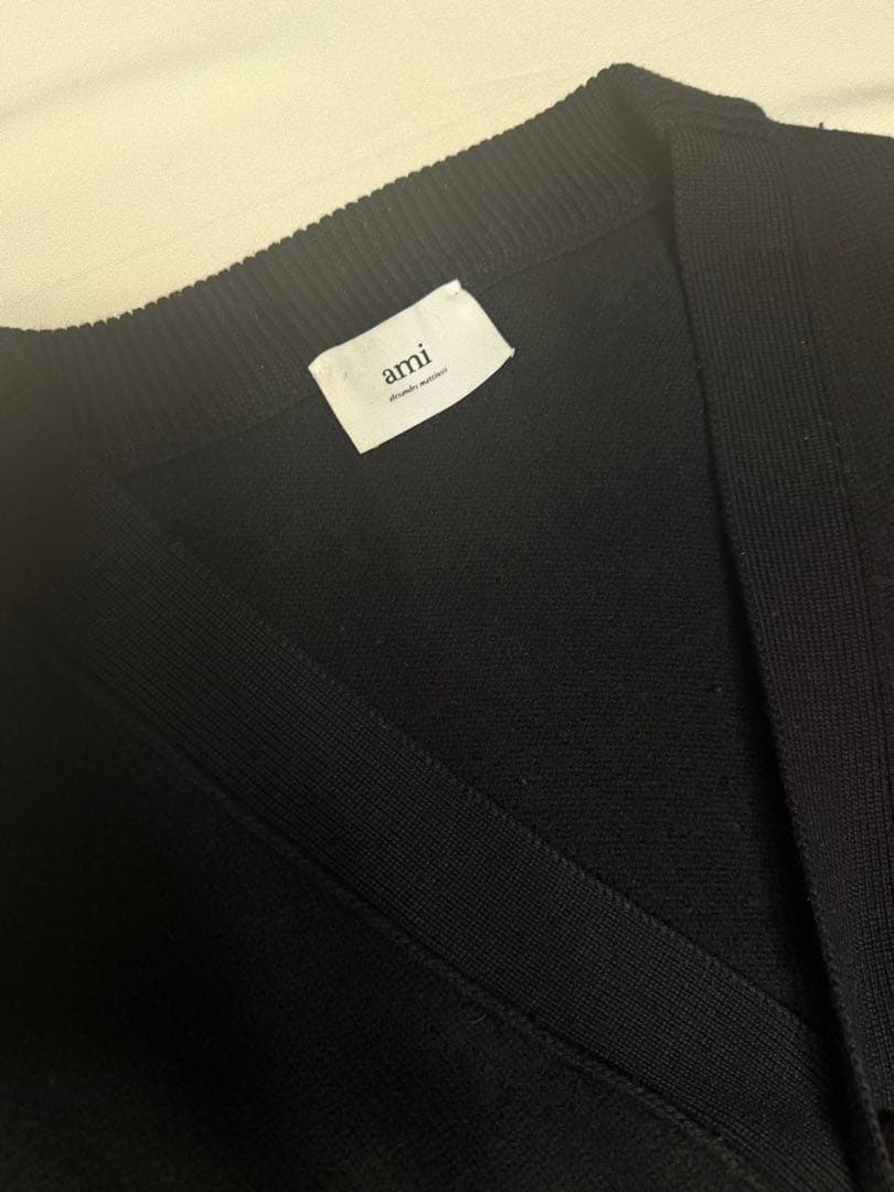やちる　AMI PARIS 黒のハート刺繍カーディガン サイズXL