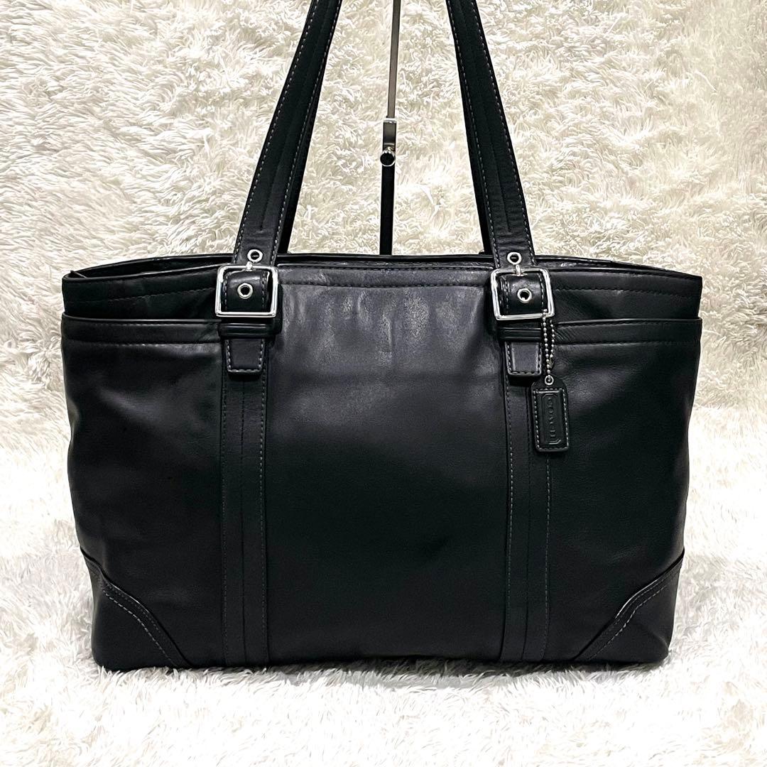 美品✨COACH コーチ メンズ ビジネス トートバッグ ブラック レザー