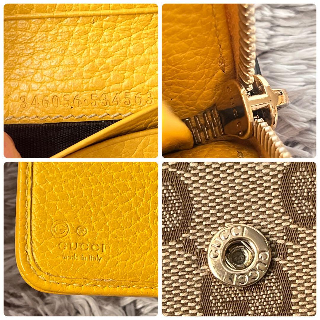良品✨GUCCI GGキャンバス 折り財布　イエロー　メンズ　レディース