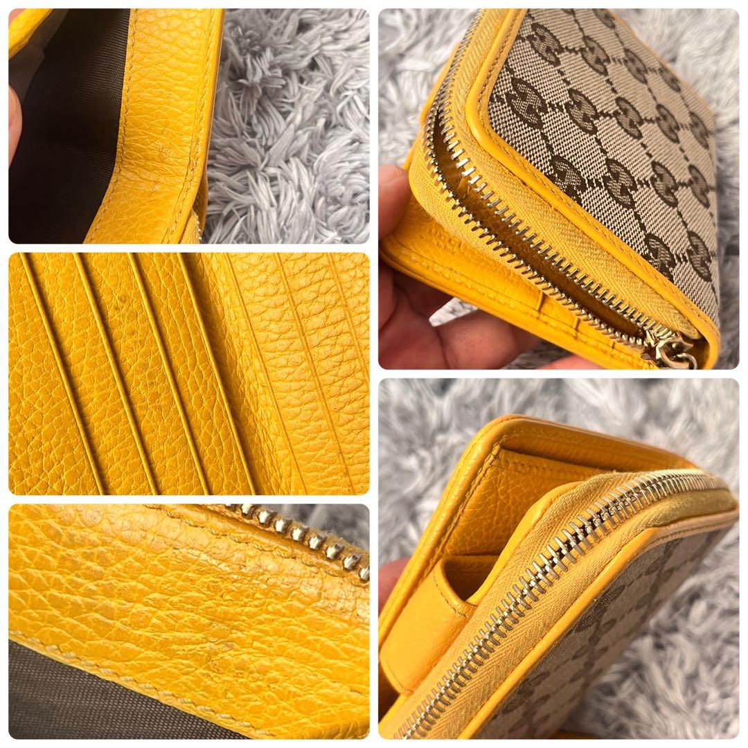 良品✨GUCCI GGキャンバス 折り財布　イエロー　メンズ　レディース