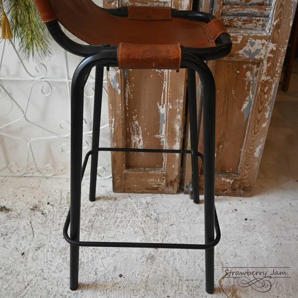 L3710-74-1 英国ヴィンテージ レザー ハイチェア カウンターチェア