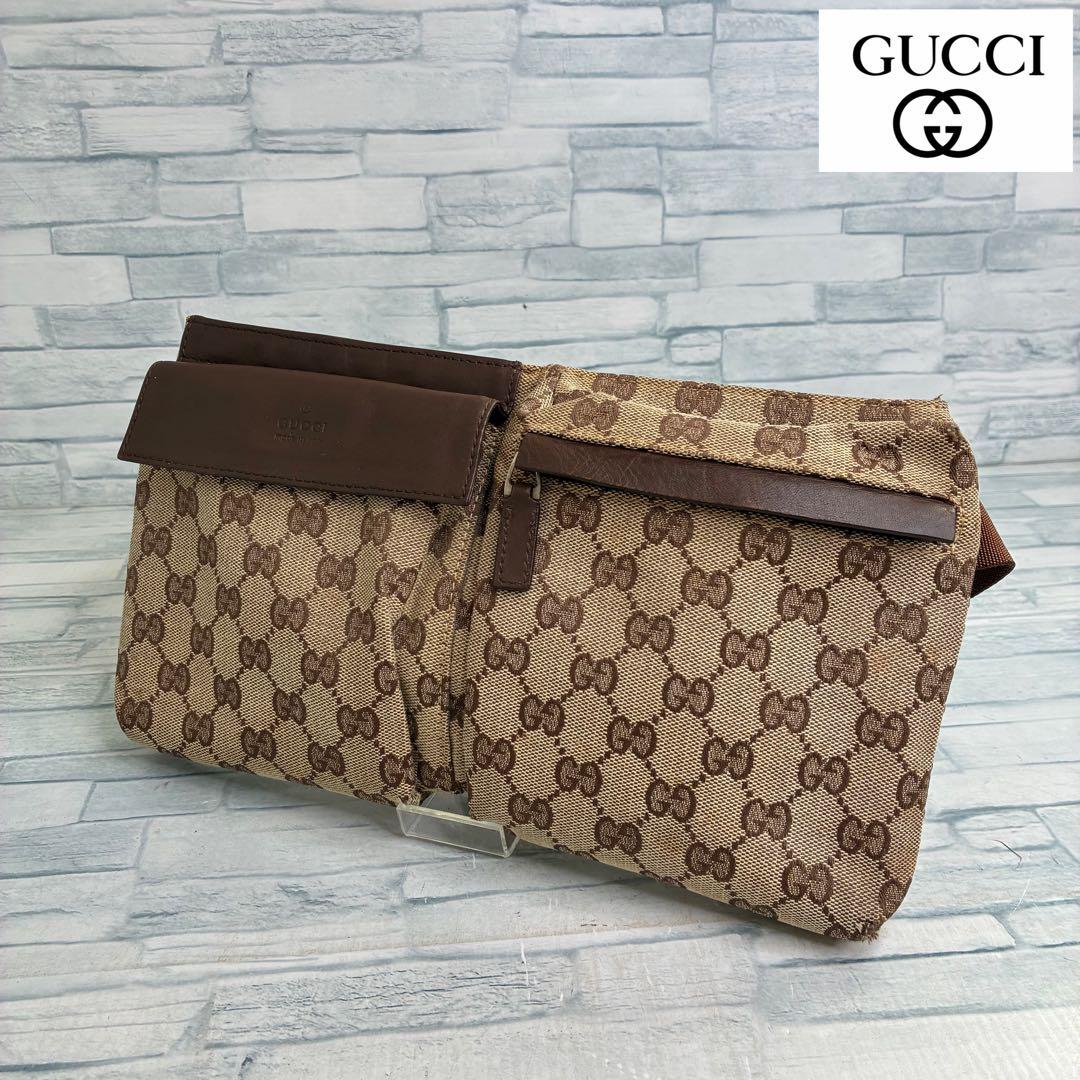 極美品　120 GUCCI グッチ　ボディバッグ　GG柄 kpg8