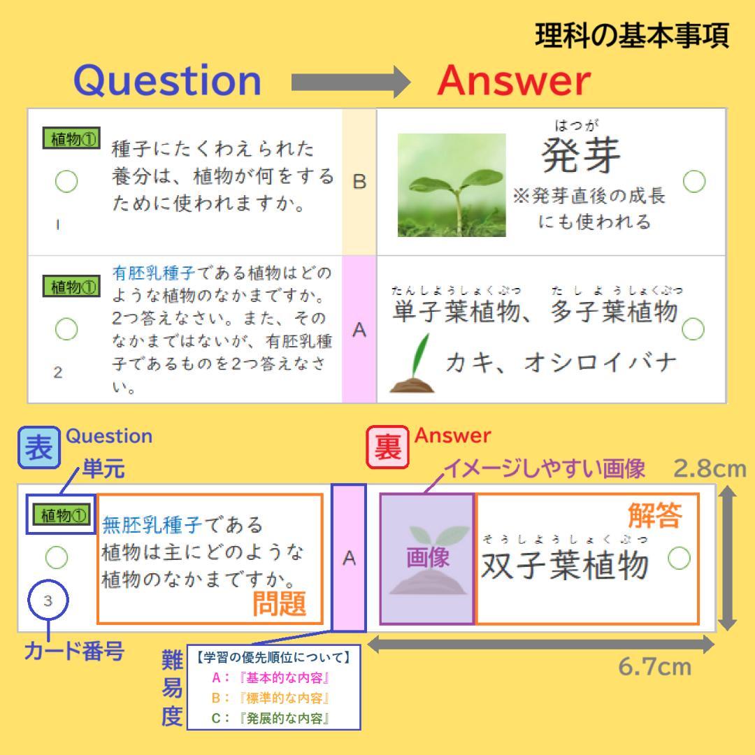 【中学受験】理科の基本事項 5・6年 暗記カード フルセットa