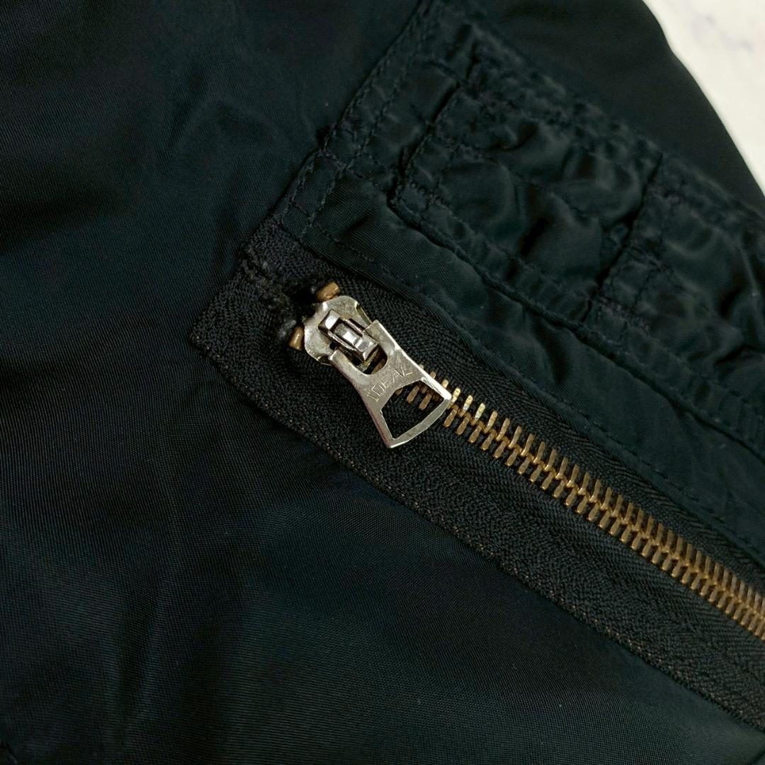 80s USA製 ALPHA MA-1 フライトジャケット 黒 L　D975