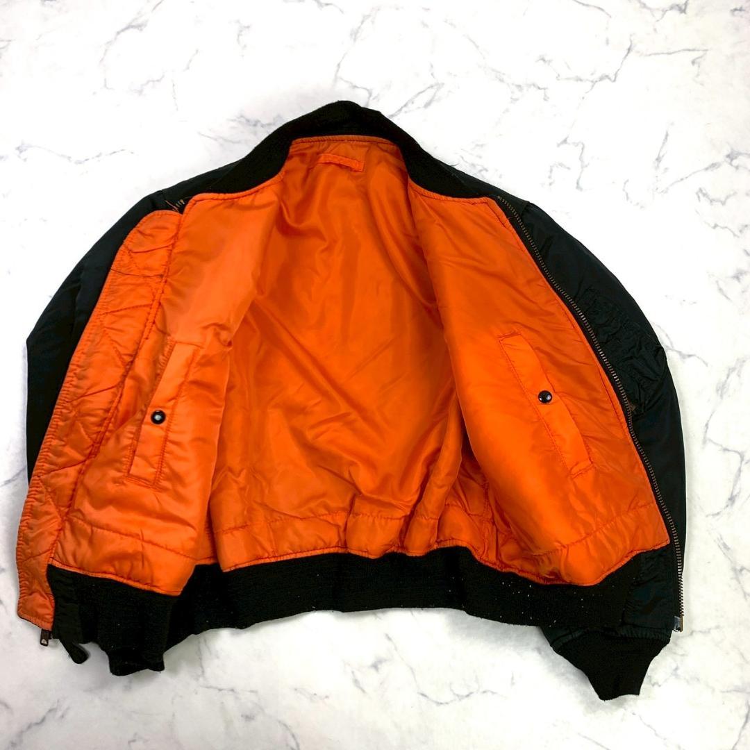 80s USA製 ALPHA MA-1 フライトジャケット 黒 L　D975