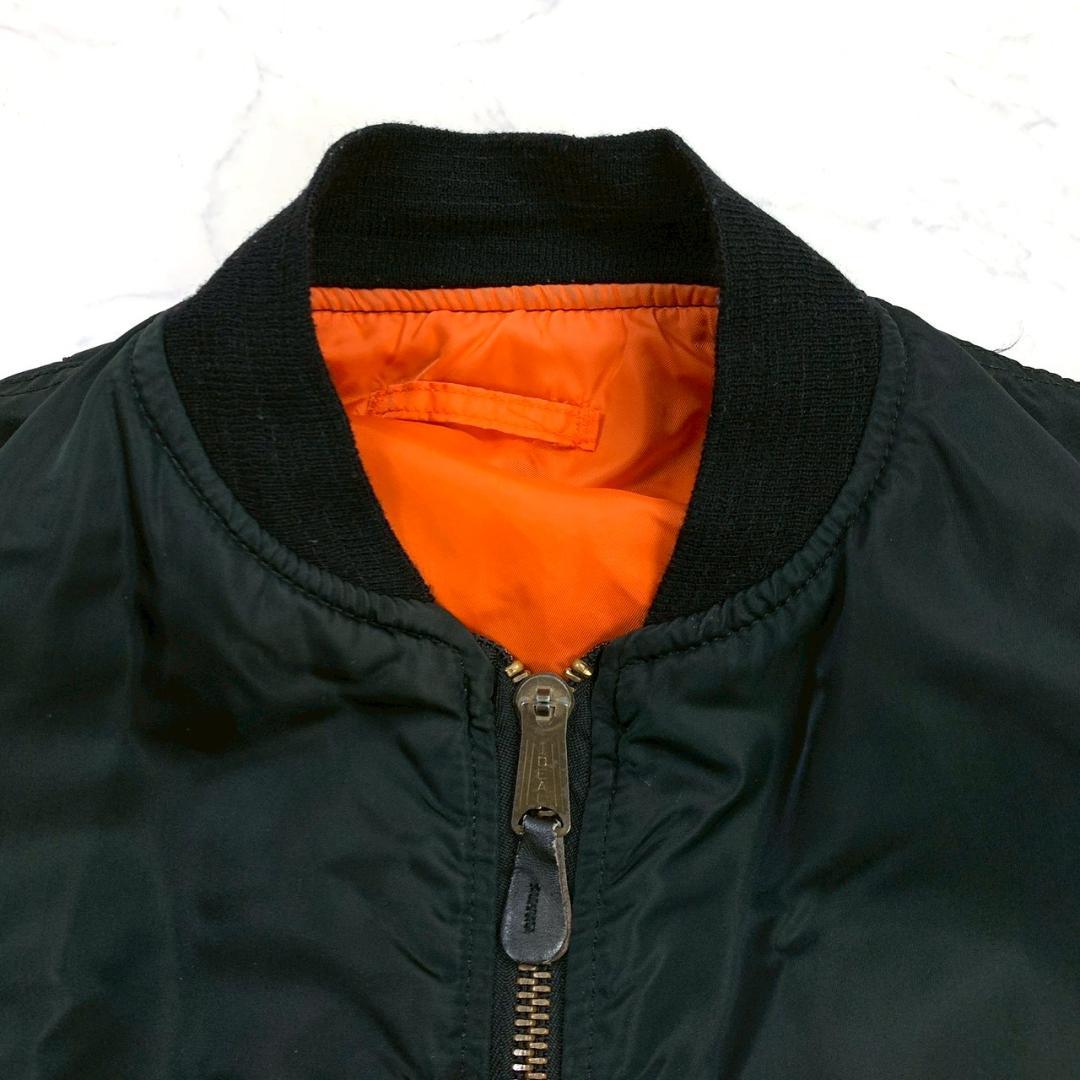 80s USA製 ALPHA MA-1 フライトジャケット 黒 L　D975