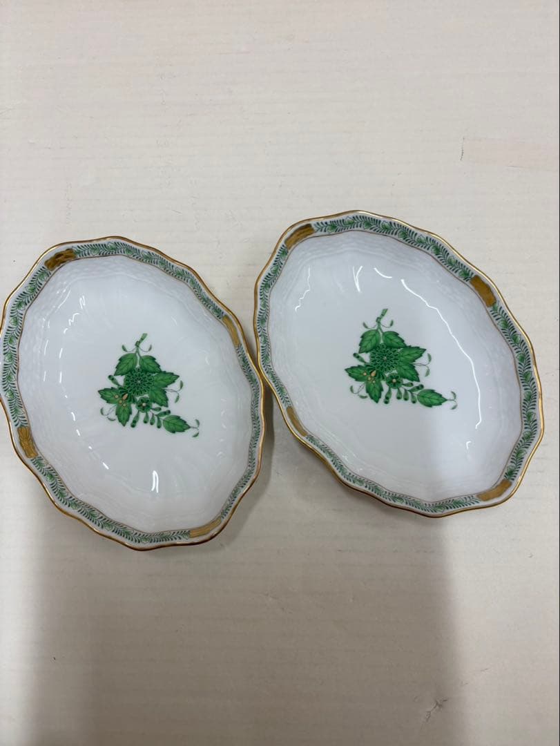 ヘレンド アポニーグリーン デザート プレート 2枚