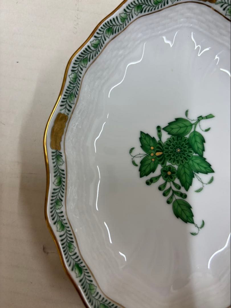 ヘレンド アポニーグリーン デザート プレート 2枚