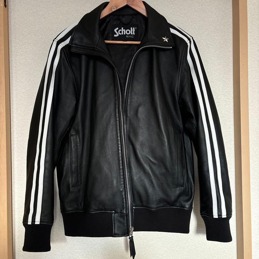 Schott ラムレザー　トラックジャケット　スタッズ付き