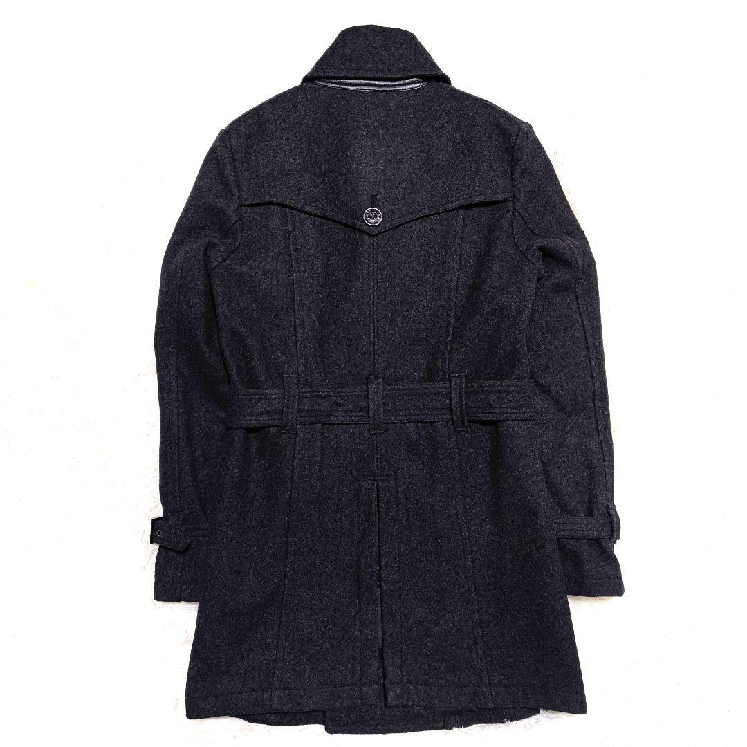 美品✨バッファローボブズ トレンチコート ウールメルトン レザー ベルト 黒 S