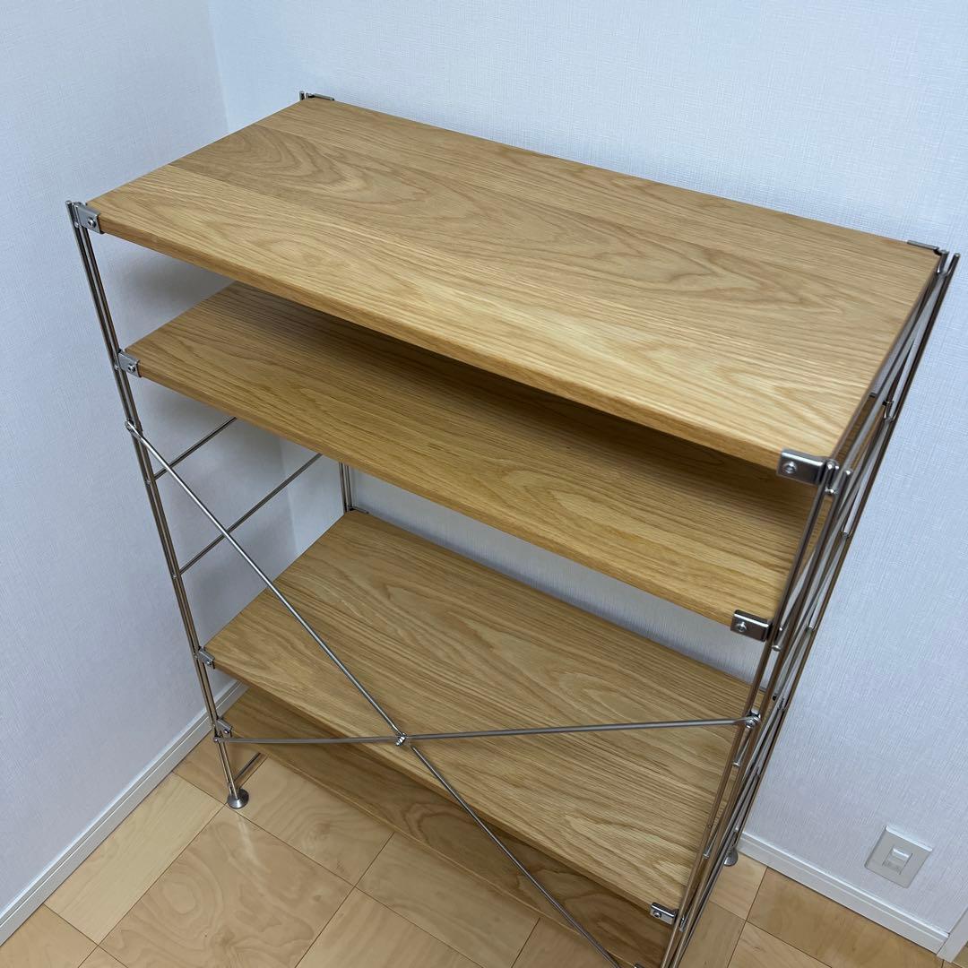 無印良品　ステンレスユニットシェルフ　オーク材棚セット　ワイド　中