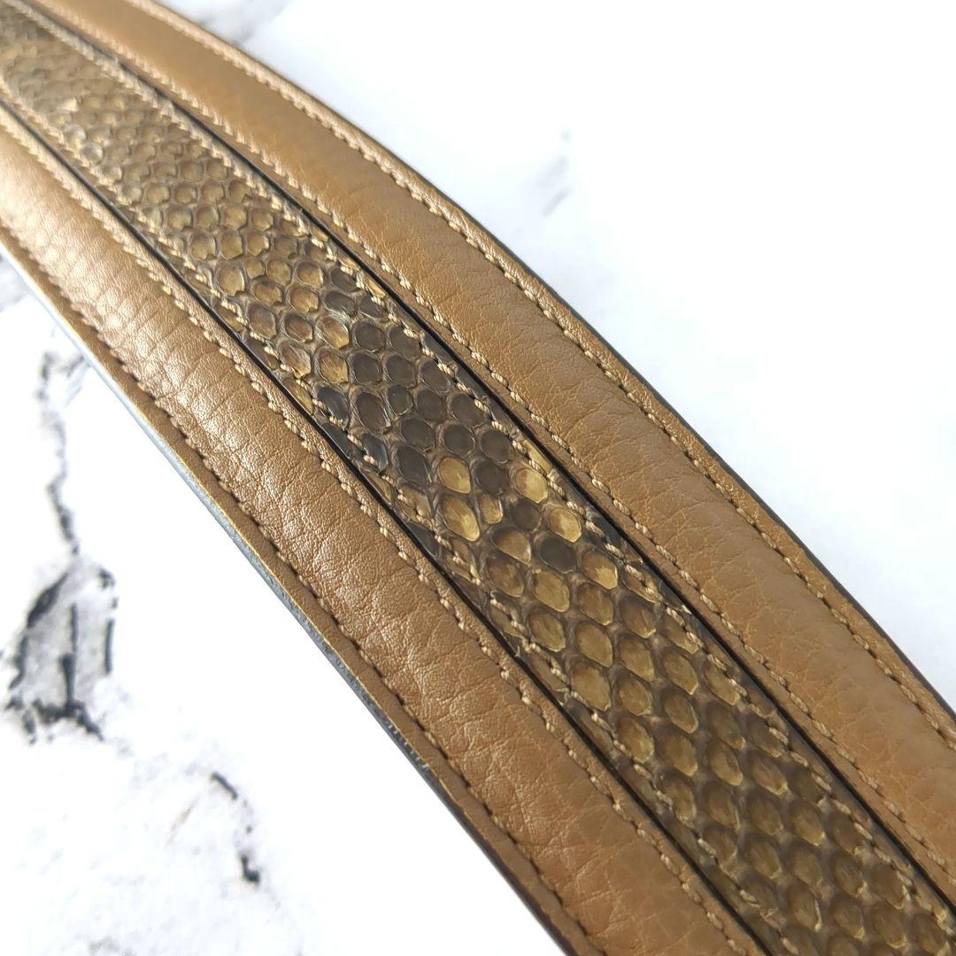 【美品】グッチ☆パイソン　GG柄　金金具　ベルト　メンズ