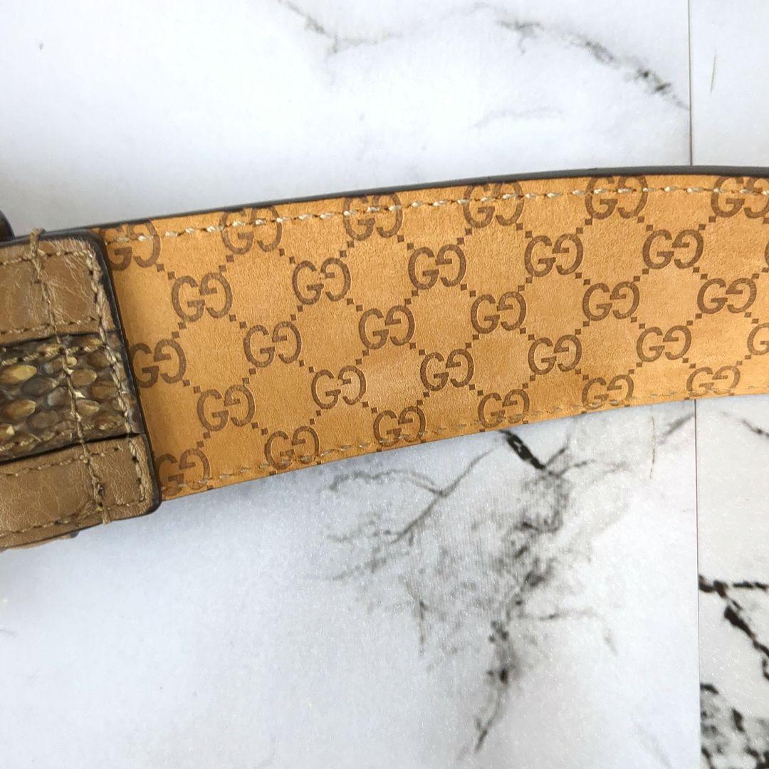 【美品】グッチ☆パイソン　GG柄　金金具　ベルト　メンズ