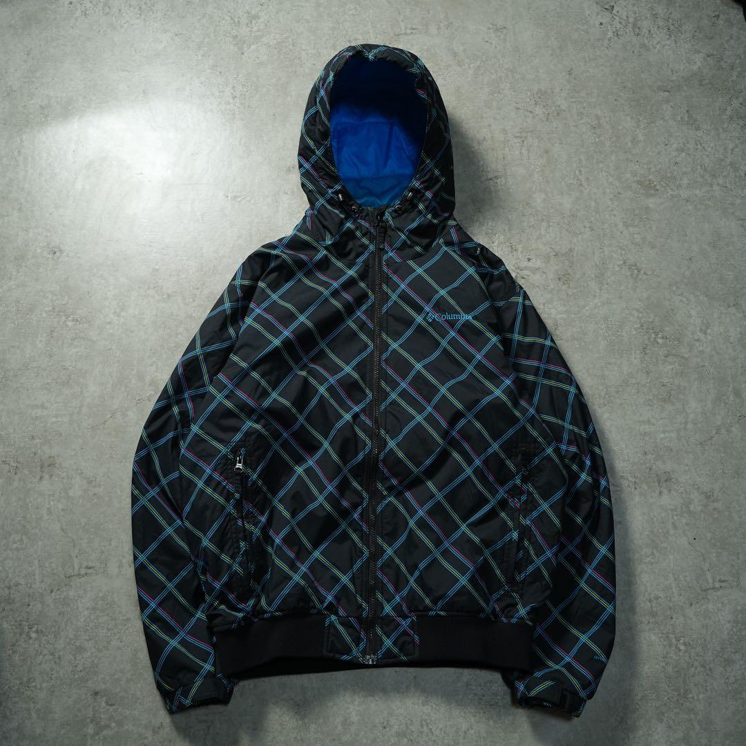 y2k Columbia パフボンバージャケット チェック柄 短丈 ブラック