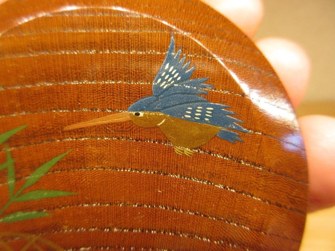 送料込【逢絢亭・新品】茶道具 香合 欅材 面取 川蝉蒔絵 福田芳郎 共箱入り