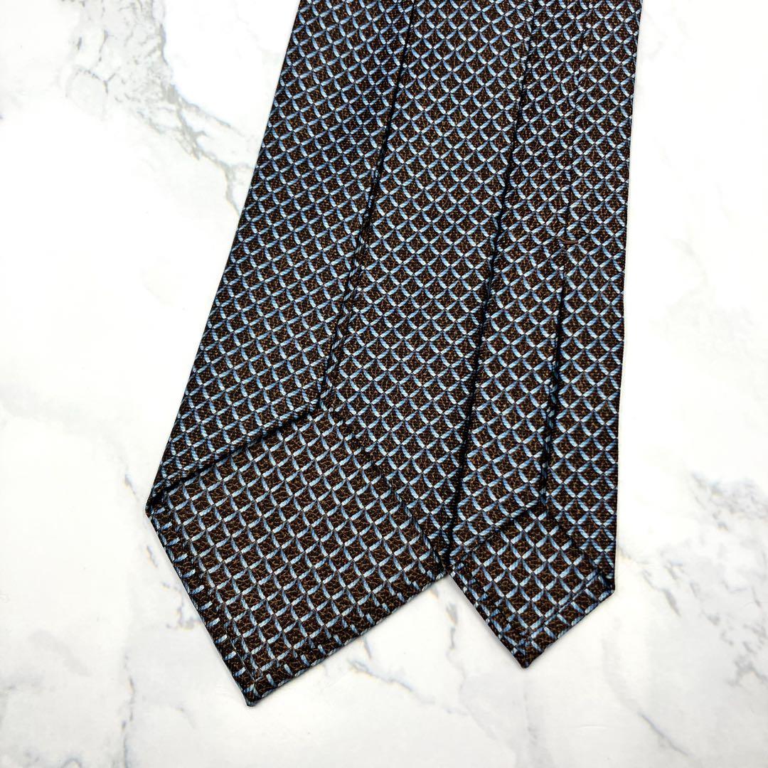 ◆美品◆BVLGARI ブルガリ ネクタイ 黒色 格子柄 光沢感