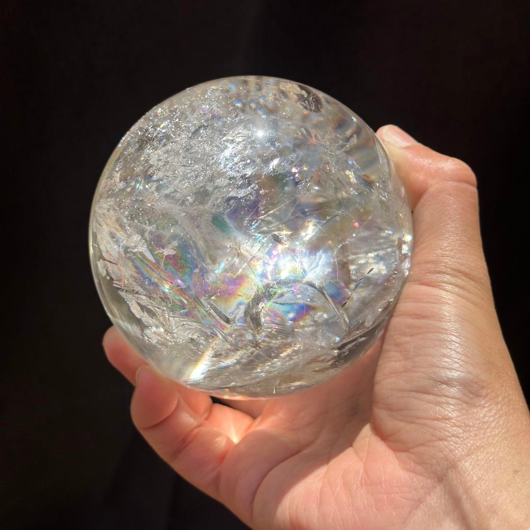 【アイリス スフィア】非加熱 虹入り 9cm 台座付き