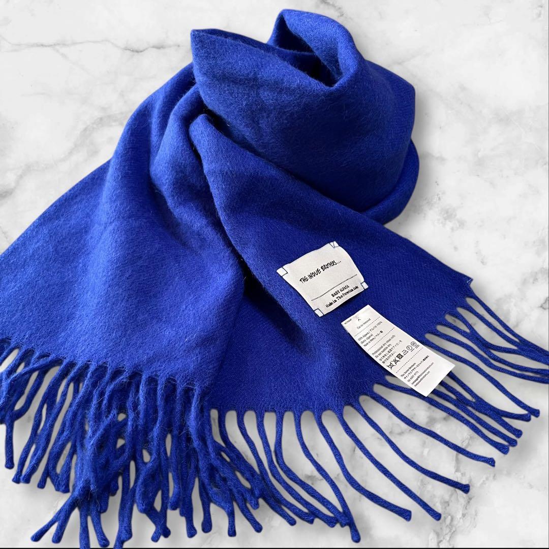 【極美品】 ザイノウエブラザーズ マフラー ベビーアルパカ100% ブルー