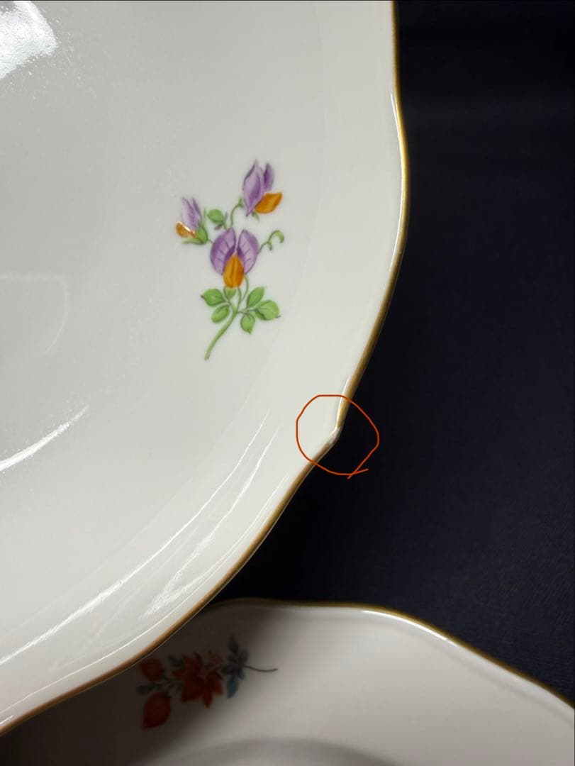 マイセン　三つ花（ピンクローズ）　カップ＆ソーサー＆プレート