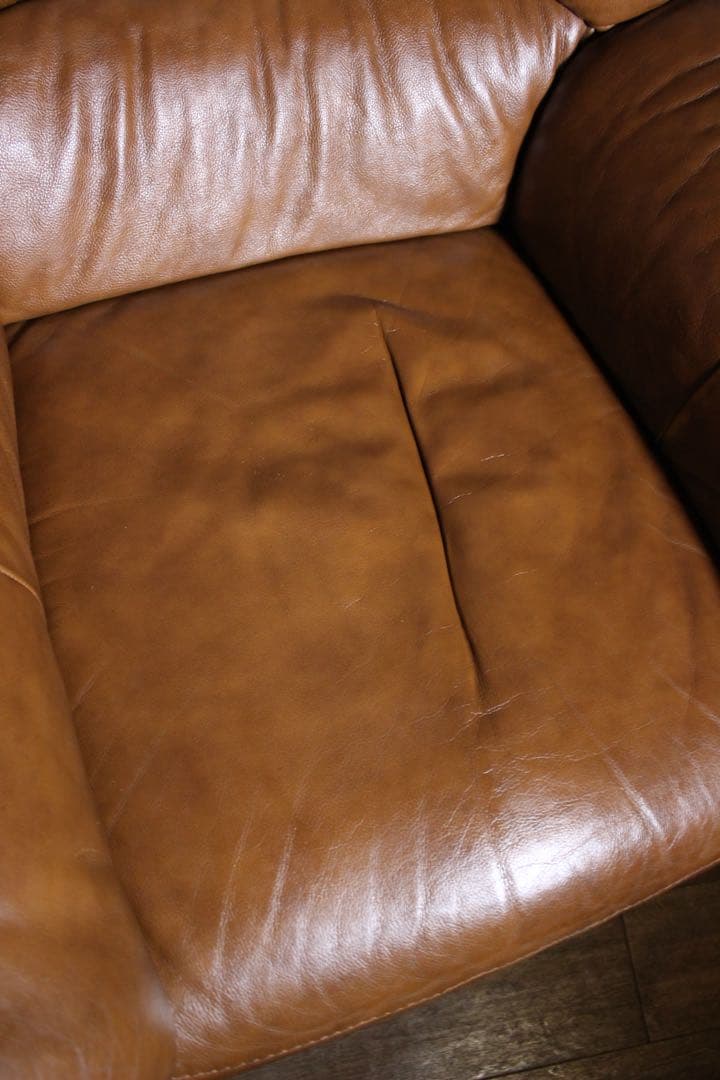 首都圏送無料〜LEATHER WORLD 本革張り シングルソファ　ヴィンテージ