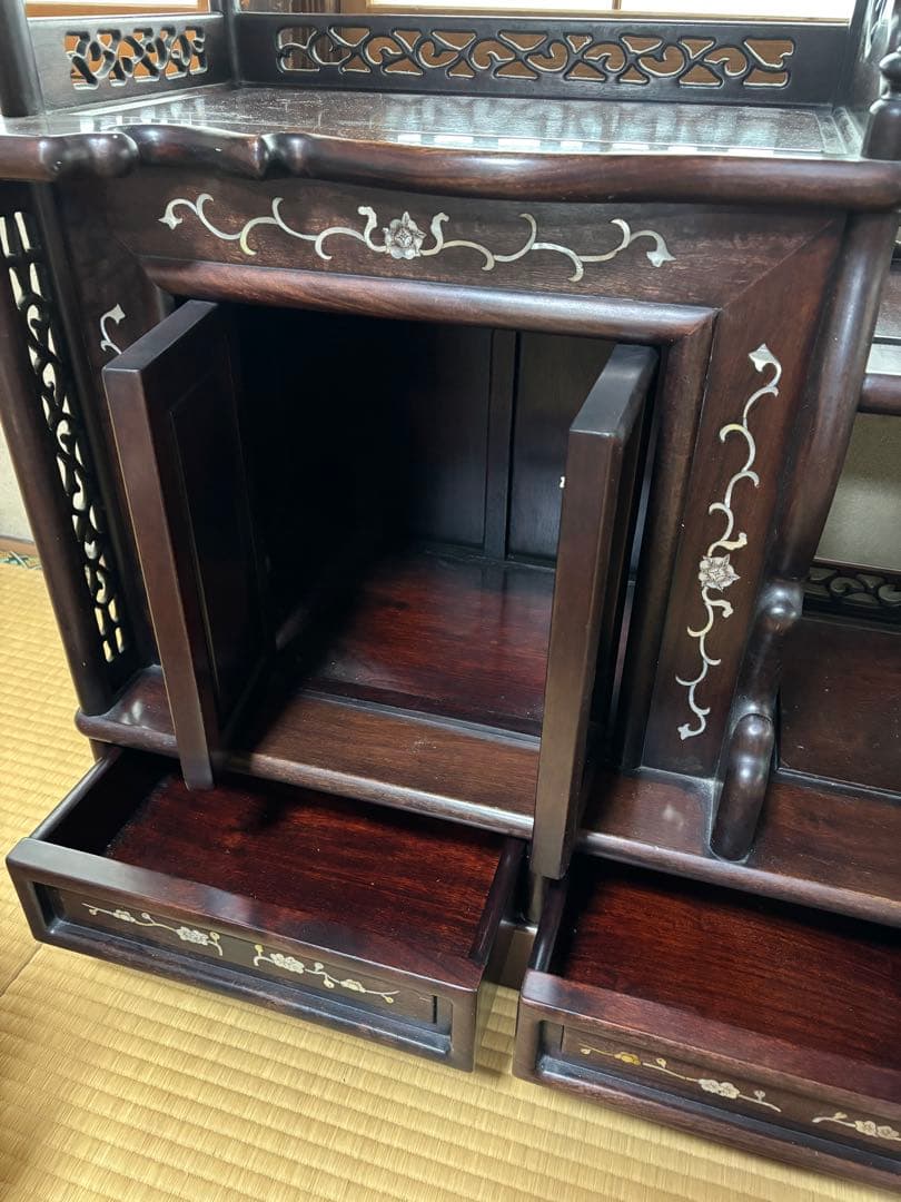 昭和レトロ　螺鈿細工　飾り棚