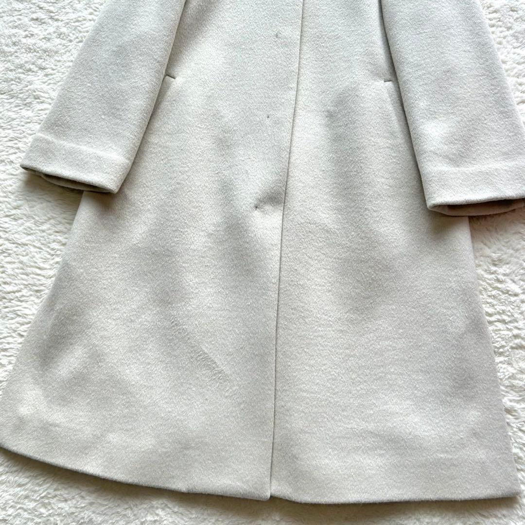 【美品】グリーンレーベル ショートビーバー ノーカラー コート カシミヤ 38