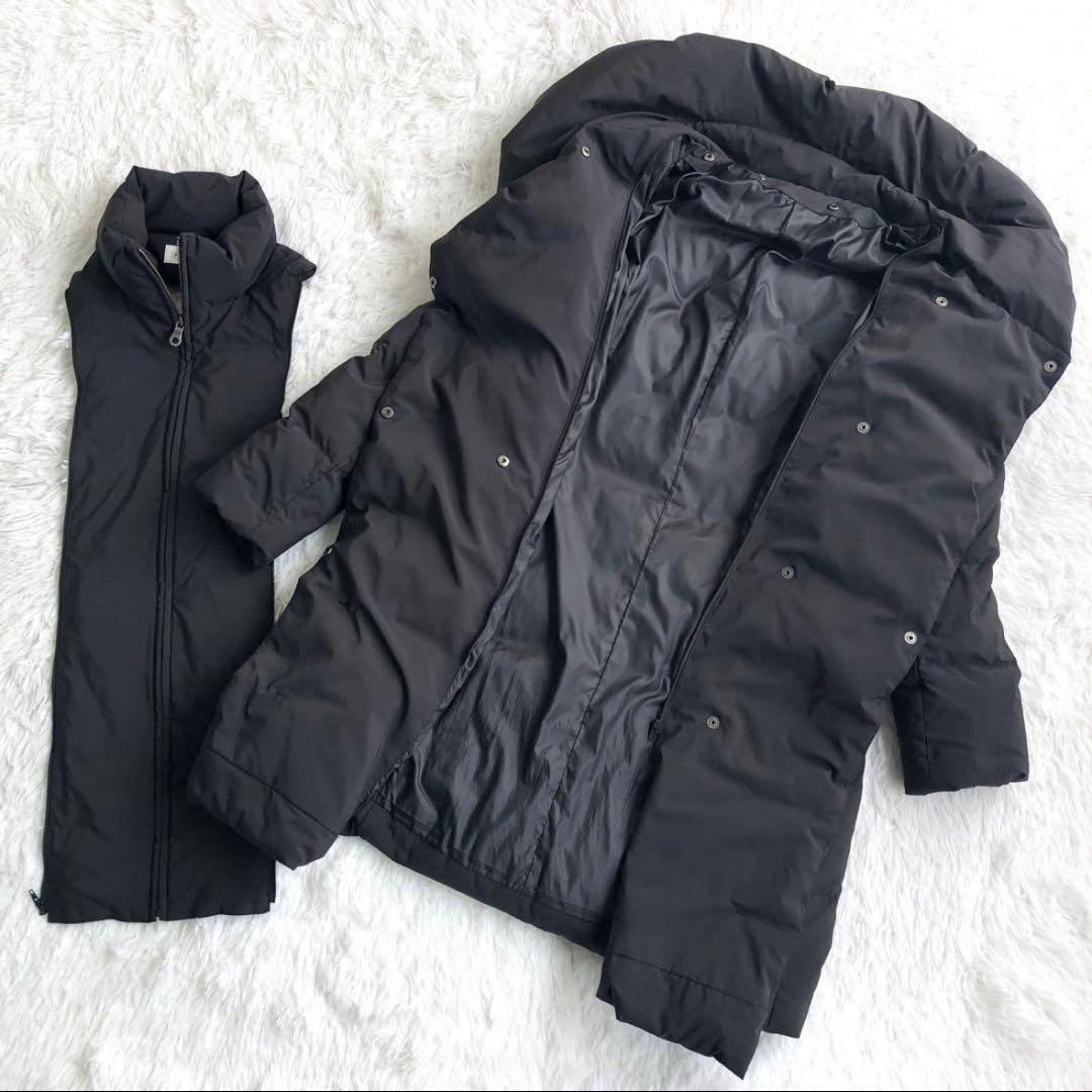 PLST ダウンジャケット 2way XXL ロング ダウンコート 黒Black