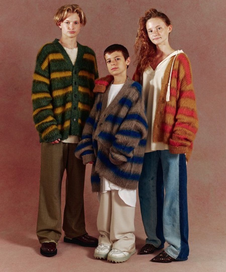 新品DISCOVERED MOHAIR BORDER KNIT CARDIGAN