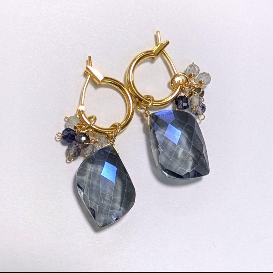 ラベンダーアメジスト ブレットカットピアス