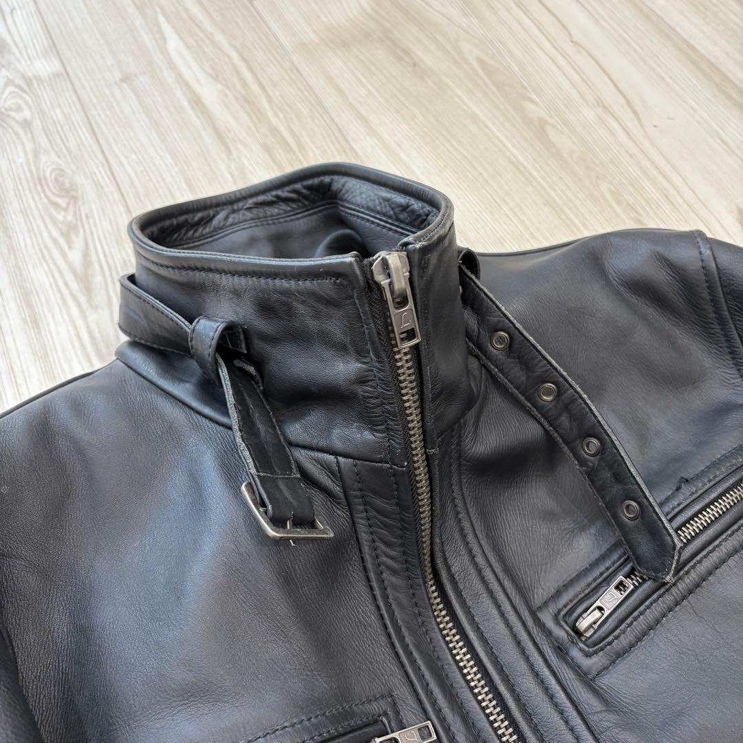 Liugoo Leathers レザージャケット ブラック L 牛革 中綿入り