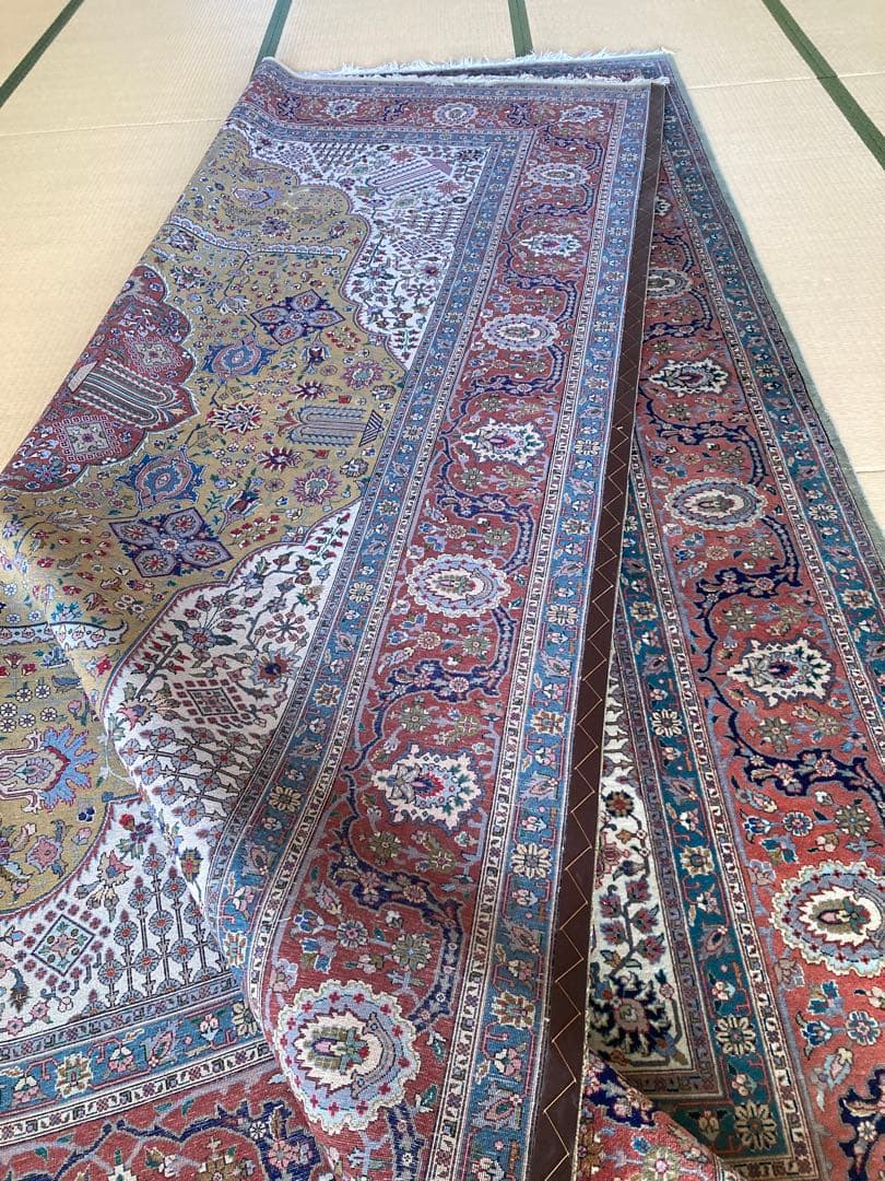 ホットケーキパーラー希少ペルシャ絨毯タブーリズ産3.56m x 2.7m