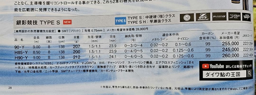 【交渉可】◇ダイワ◇ 銀影競技TYPE S H85Y