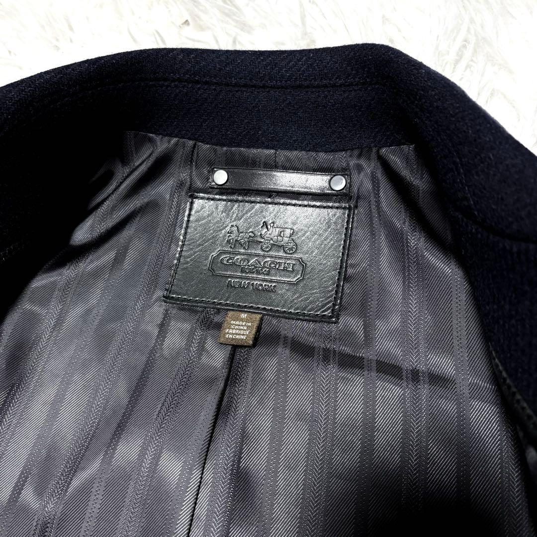 【極美品】COACH チェスターコート アンゴラ混 刺繍 革パッチ L〜XL
