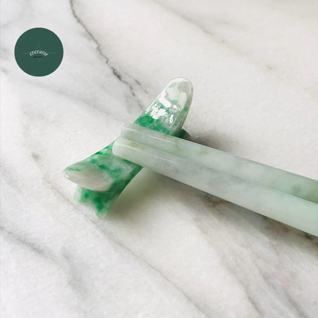 【O1190-001】翡翠　ミャンマー産　一点もの　インテリア　お箸　箸立て