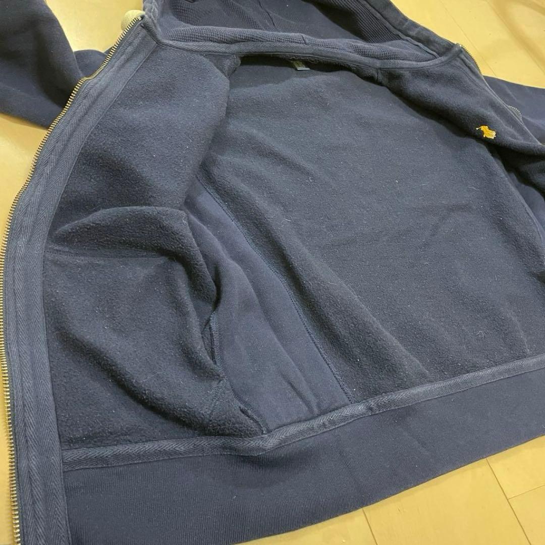 90's ポロバイラルフローレン フルジップパーカー ワンポイント サーマル 紺