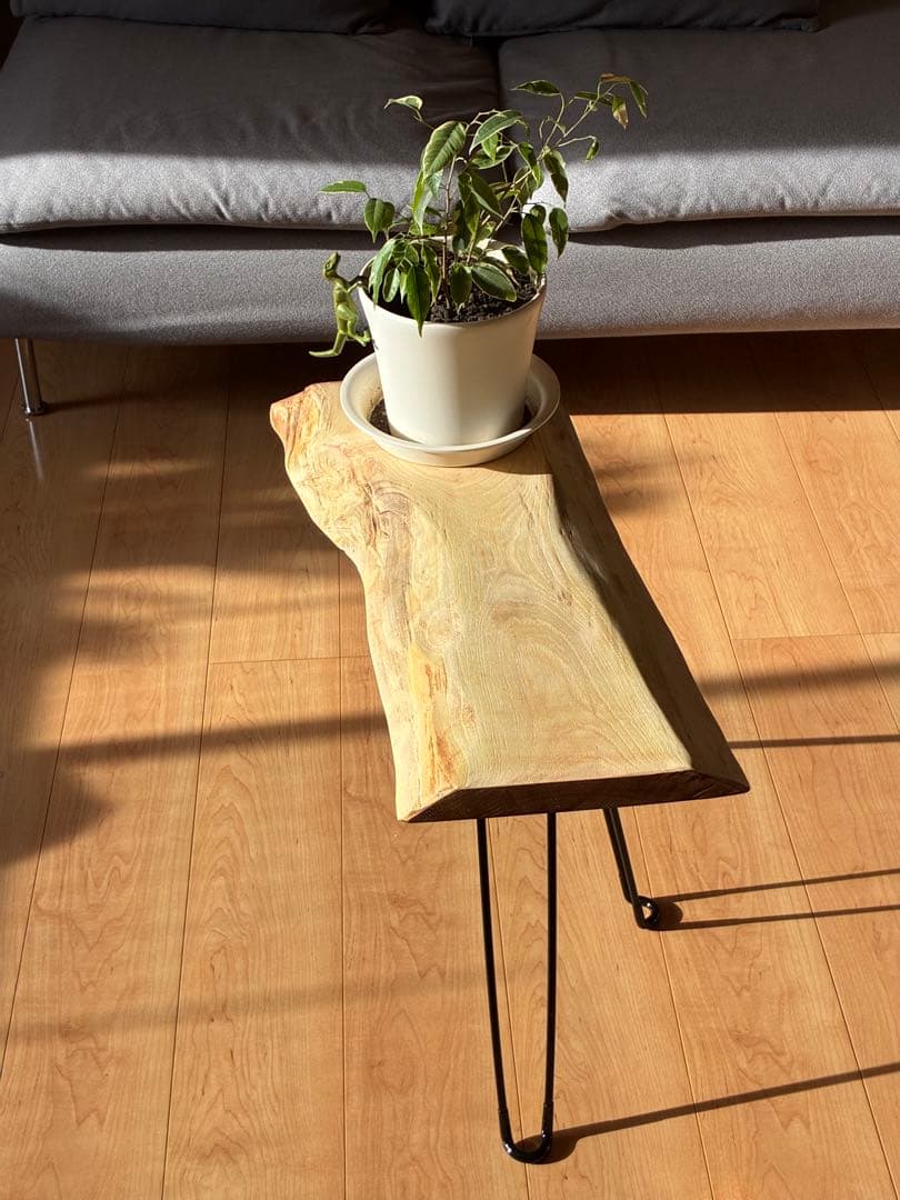 【樹齢350年】滋賀県産 欅（けやき）天然国産無垢一枚板 サイドテーブル