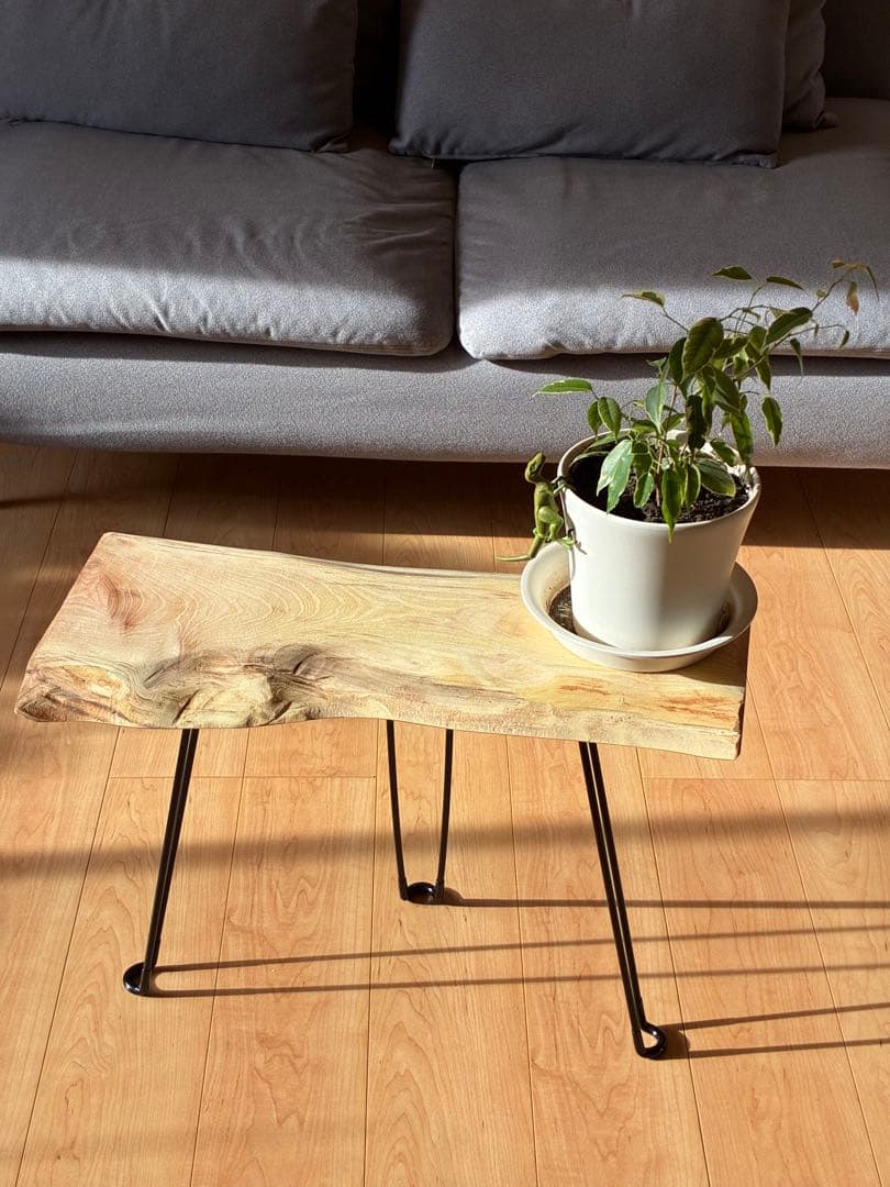 【樹齢350年】滋賀県産 欅（けやき）天然国産無垢一枚板 サイドテーブル