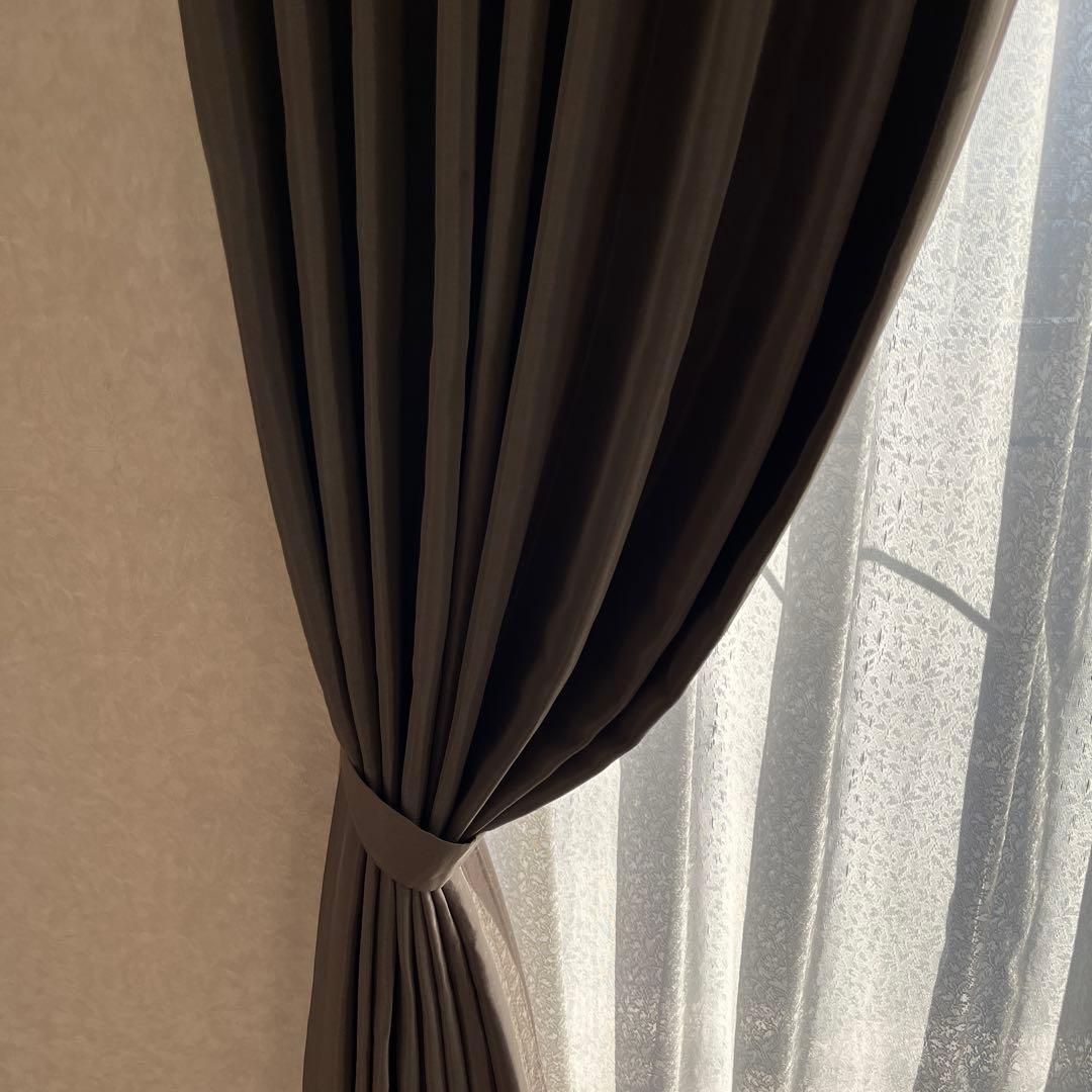 【美品】❤️ドレープカーテン遮光 遮熱1級カーテン オーダーカーテン ブラウン系