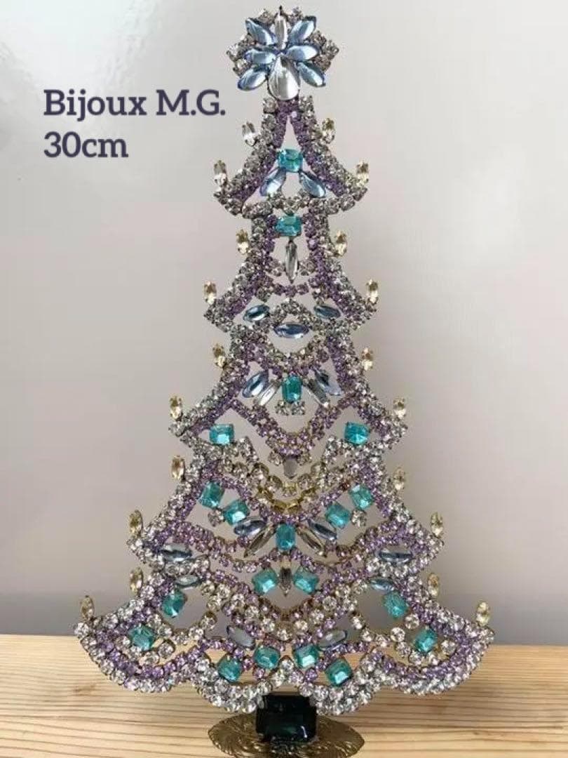 30cm特大/Bijoux刻印付/チェコガラス/クリスマスツリー/P302/卓上