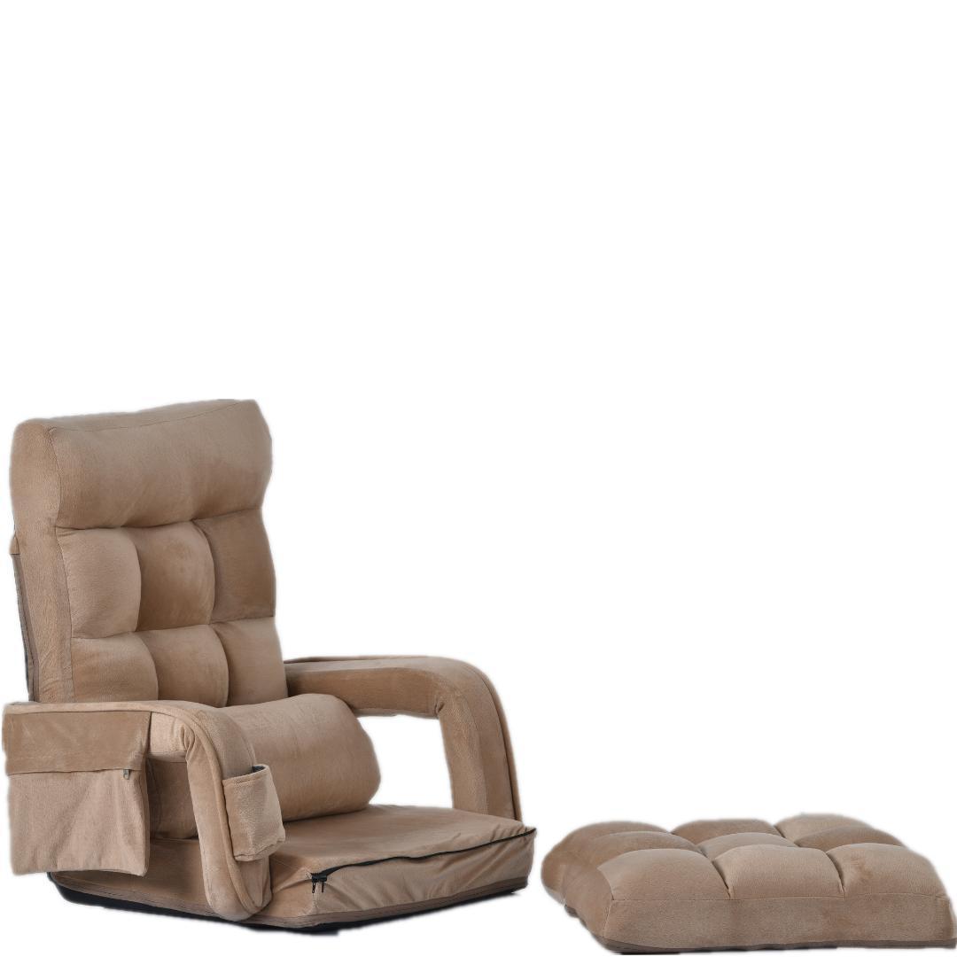 座椅子 リクライニング14段ギアリクライニングチェアー ファブリック【ベージュ】