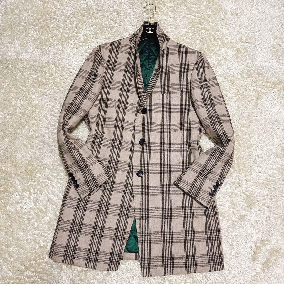美品✨ スーツセレクト×マルゾット　チェスターコート　チェック柄　イタリア製生地