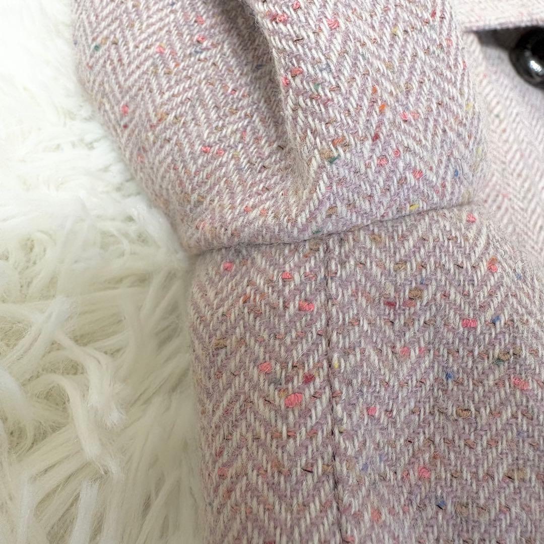 マッキントッシュフィロソフィー ゴム引き ウール コート ヘリンボーン ピンク