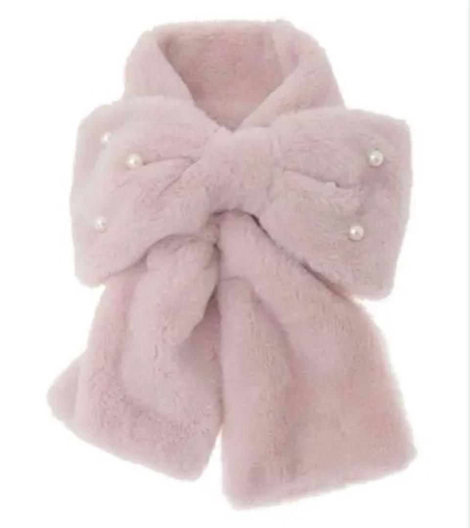 【新品未使用】Maison de FLEUR リボン型ファーティペット ピンク