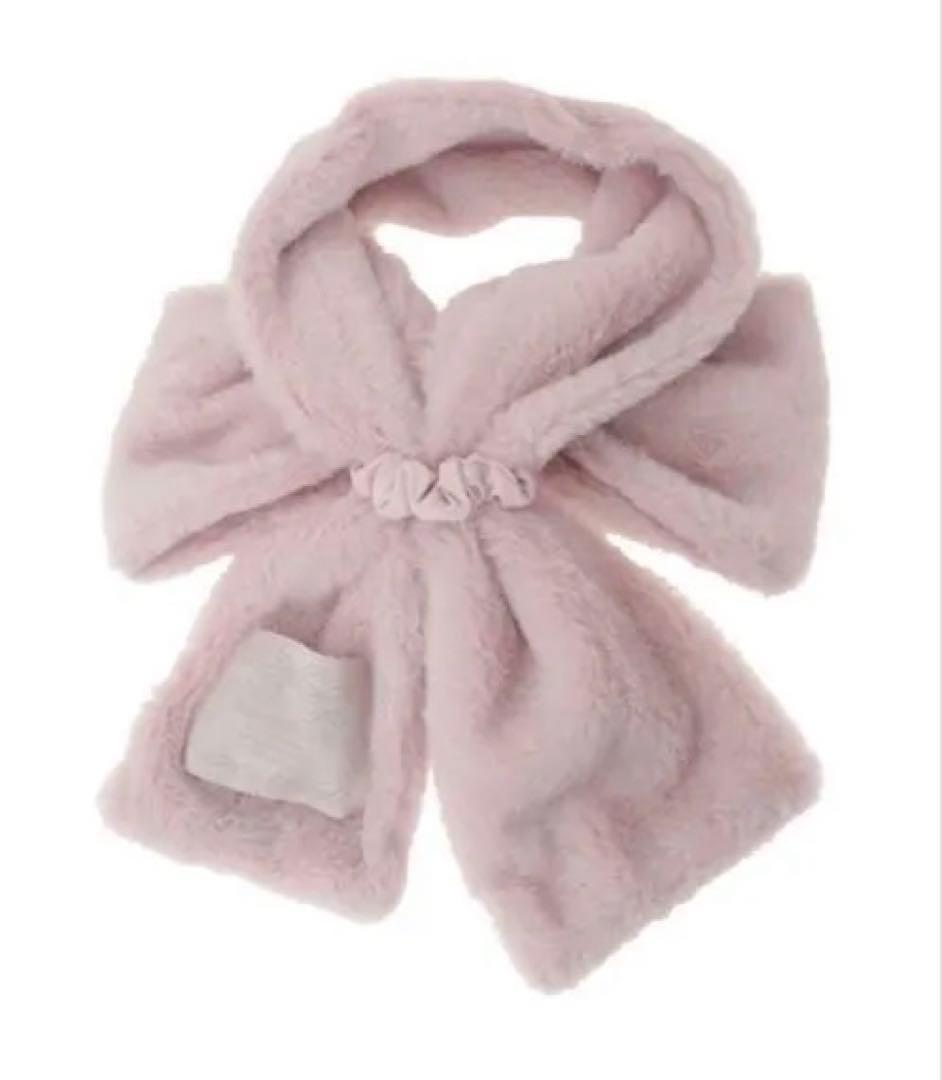 【新品未使用】Maison de FLEUR リボン型ファーティペット ピンク