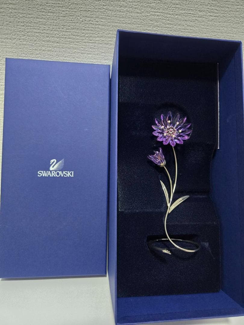 Swarovski 紫色 花の置物 約15cm